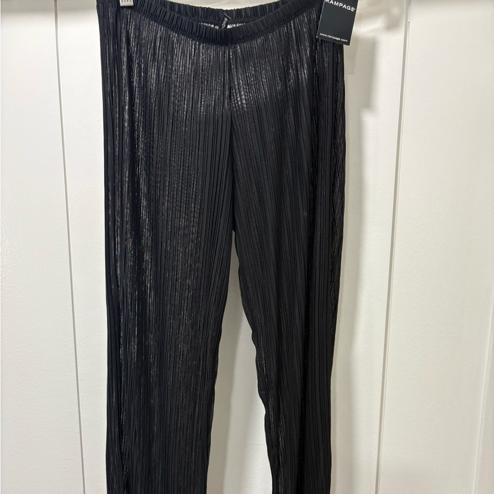Rampage  Black Sheer Pleated Pants Beach Coverup Size Medium NWT